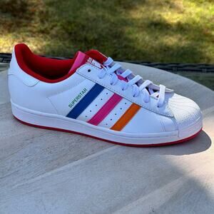 Adidas Originals Superstar Womens Size 10 White Red Navy Pink Orange Sneakers
